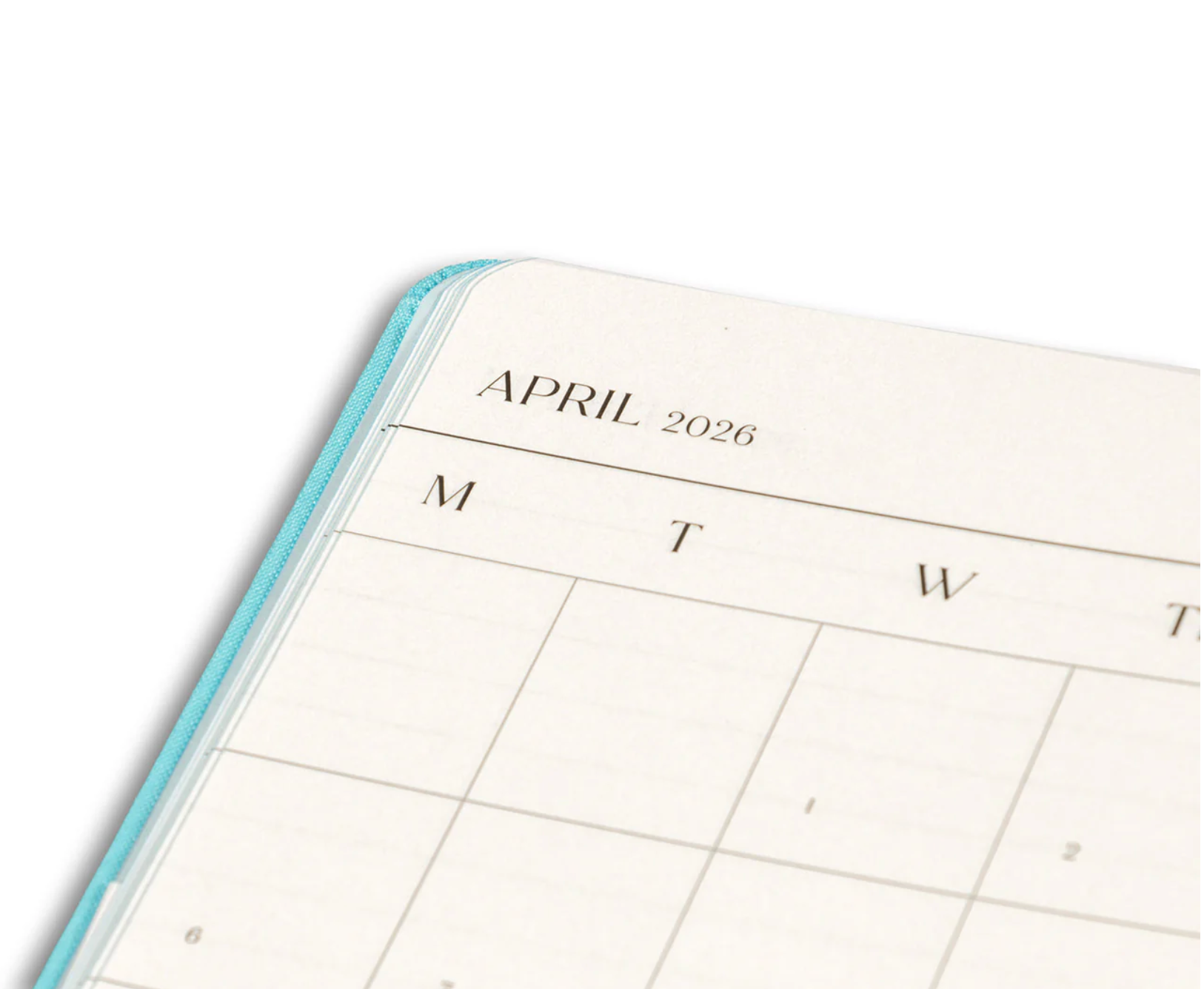 Calendar page showing April 2026 with a blue border on a white background