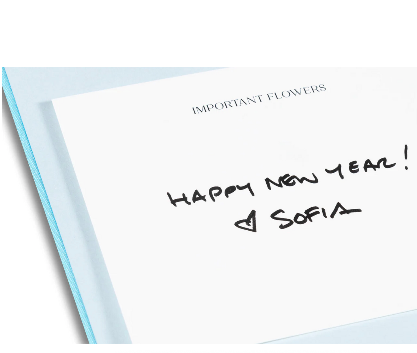 Greeting card with 'Happy New Year! Sofia' text on a white background