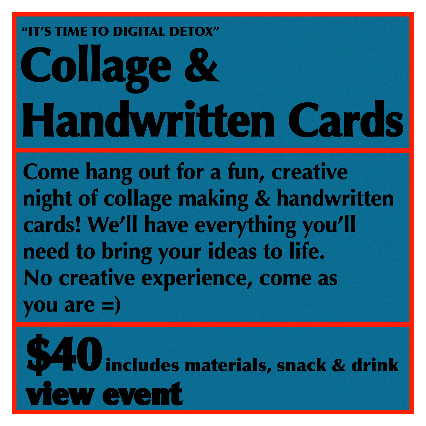 Collage & Handwritten Cards March 15th 6:30-8:30pm